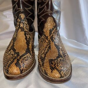 Python Tan & Black Cowboy Boots by Laredo